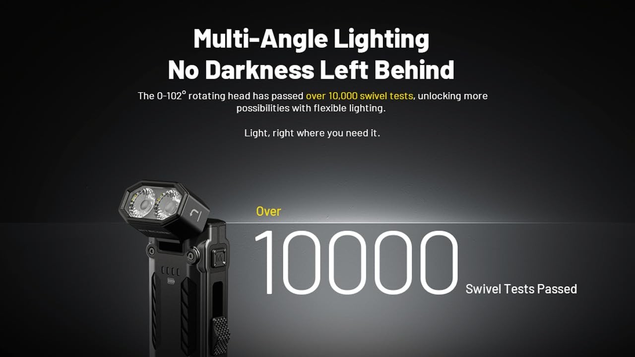 LED Flashlight 1600 Lumens 102 Swivel USB C Rechargeable Nitecore EDC09 gallery