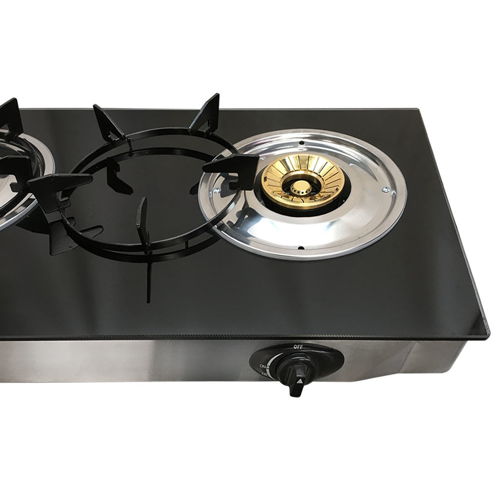Portable 28" Glass Top Propane Double Stove Dual Gas 2 Burner 20,000 BTU/h gallery