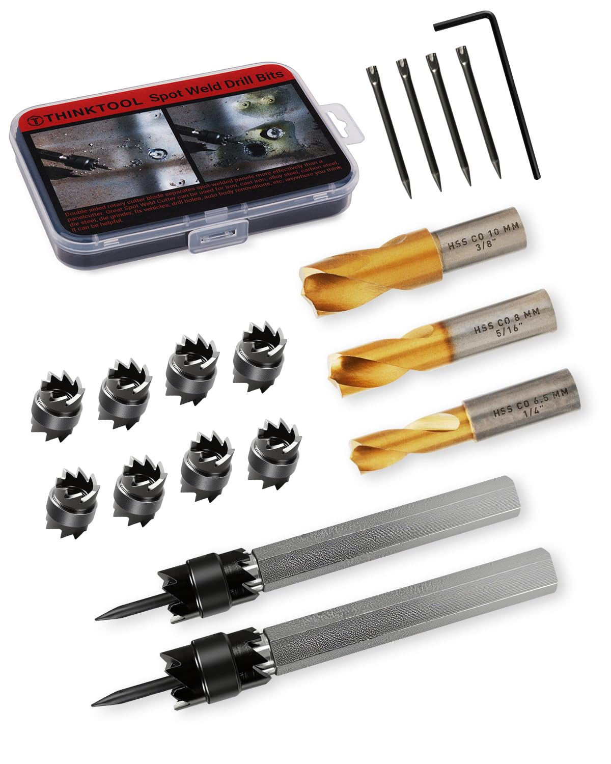 18 PCS Spot Weld Cutter Sets Double Sided, 3/8" and 5/16" HSS Spot Weld Cutter R gallery