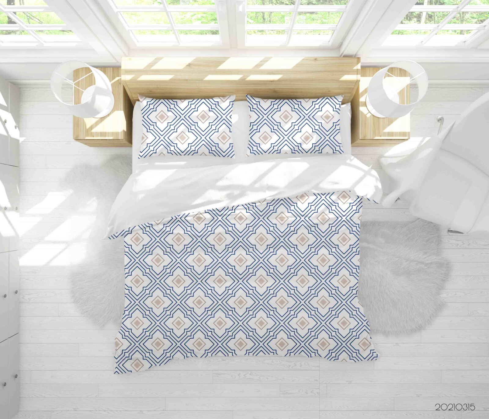 3D Geometric Pattern Blue Brown Quilt Cover Set Bedding Sets Pillowcases 64 gallery