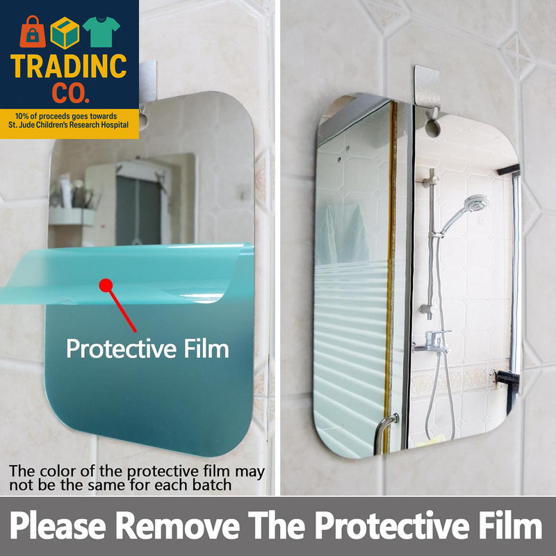 Fogless Shatterproof Shower Mirror for Shaving, Wall-Mounted, 11x8 Inches gallery