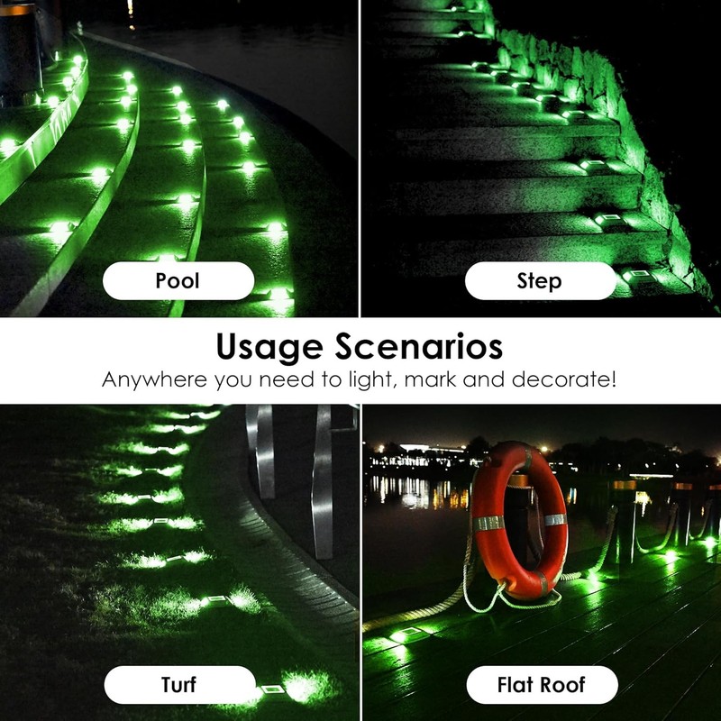 Solar Deck Lights Driveway Dock Lamp LED Waterproof Outdoor Warning Step Lights gallery