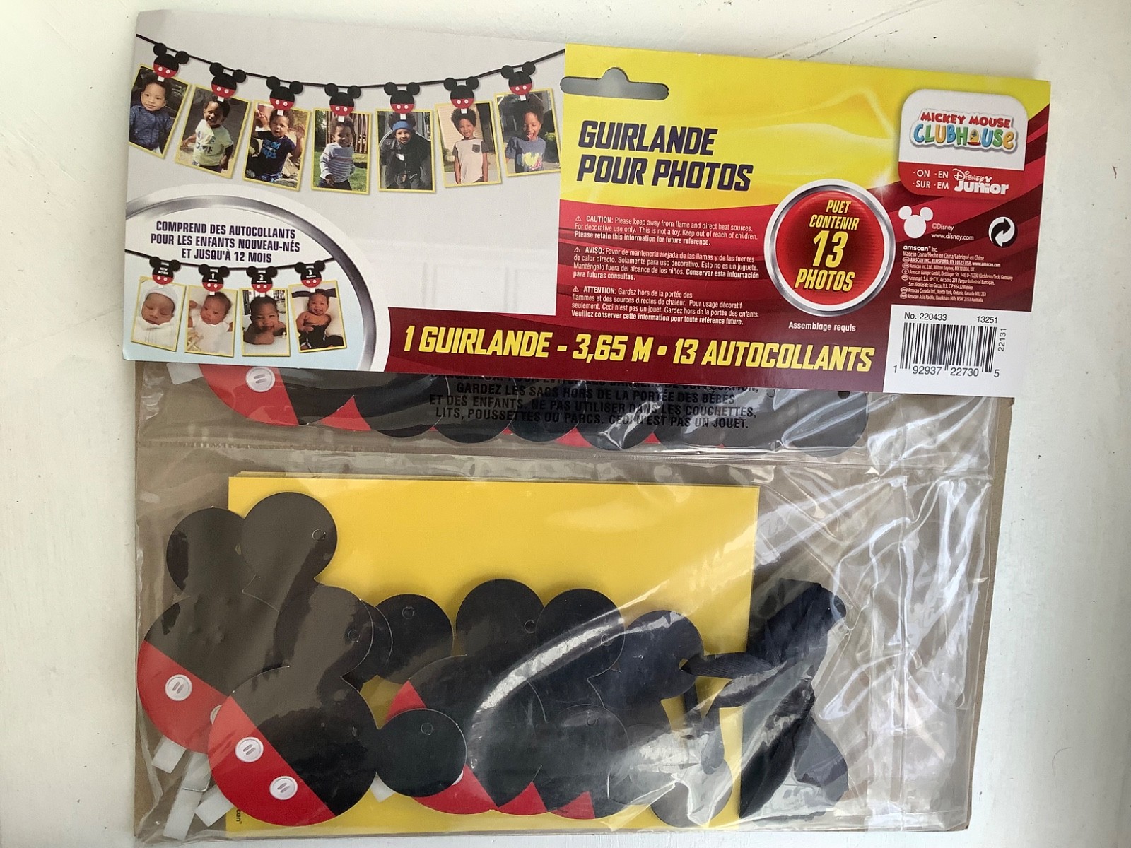 Disney Mickey Mouse party decor Photo Garland Holds 13 Photos birth - 12 mo. gallery