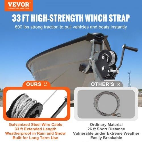 Hand Winch 800 lbs Pulling Capacity Boat Trailer Winch Heavy Duty Rope gallery