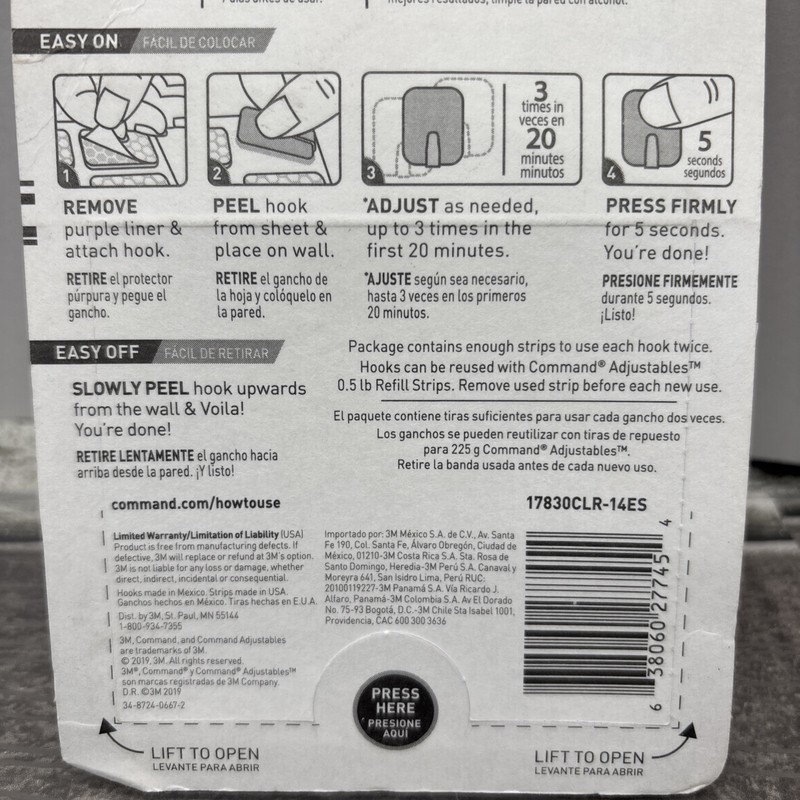 3M Command Adjustables Clear Repositionable 14 Hooks 30 Strips, 0.5-lb Hold {23} gallery
