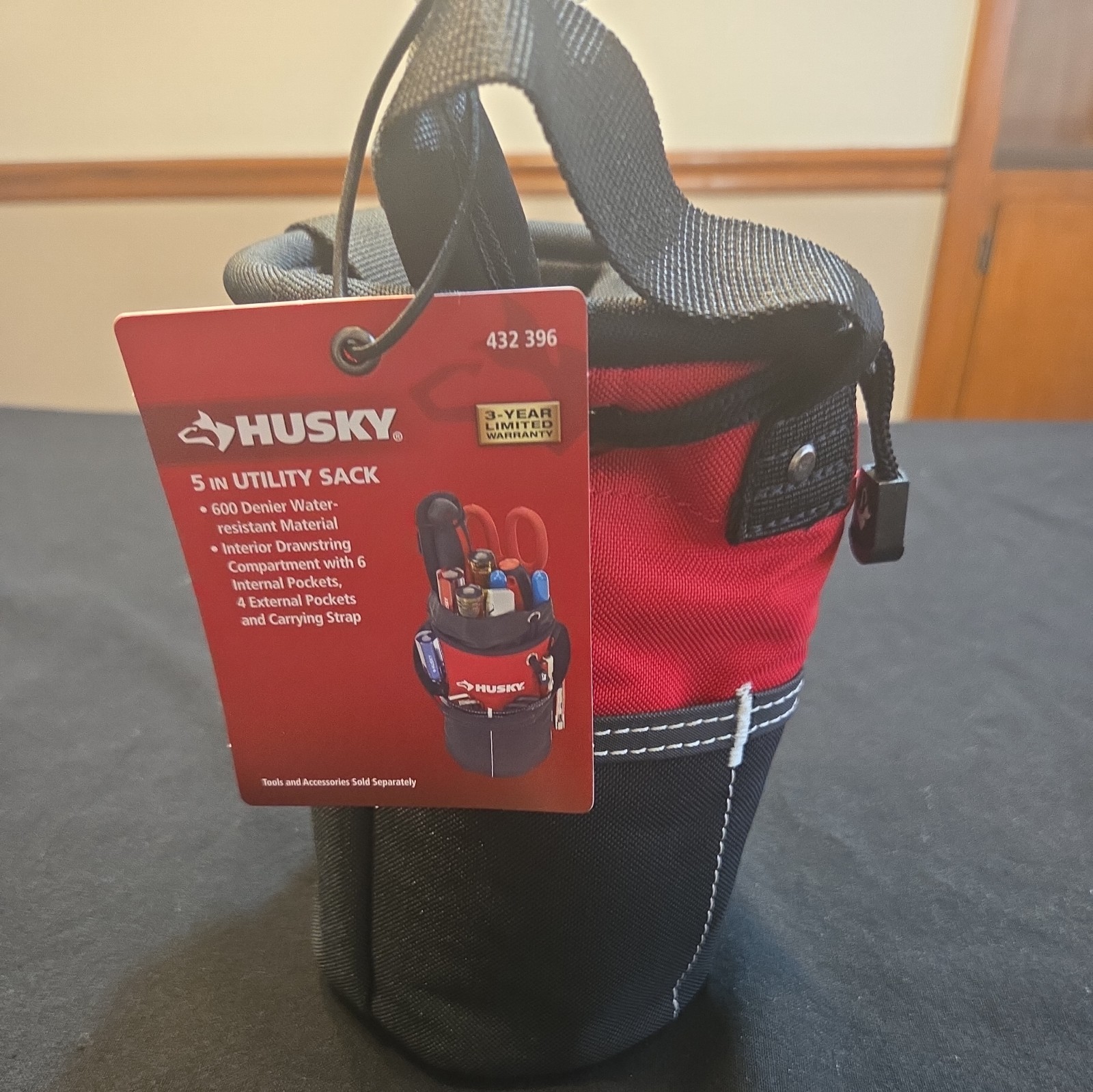 5 In Utility Sack Tool Bag 5 in. 10 Pockets Water Resistant Material - Husky gallery