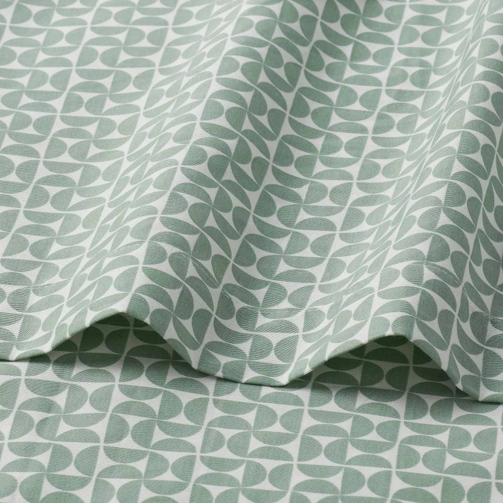 Full Cotton Blend Sateen Sheet Set Green Geo - Room Essentials gallery