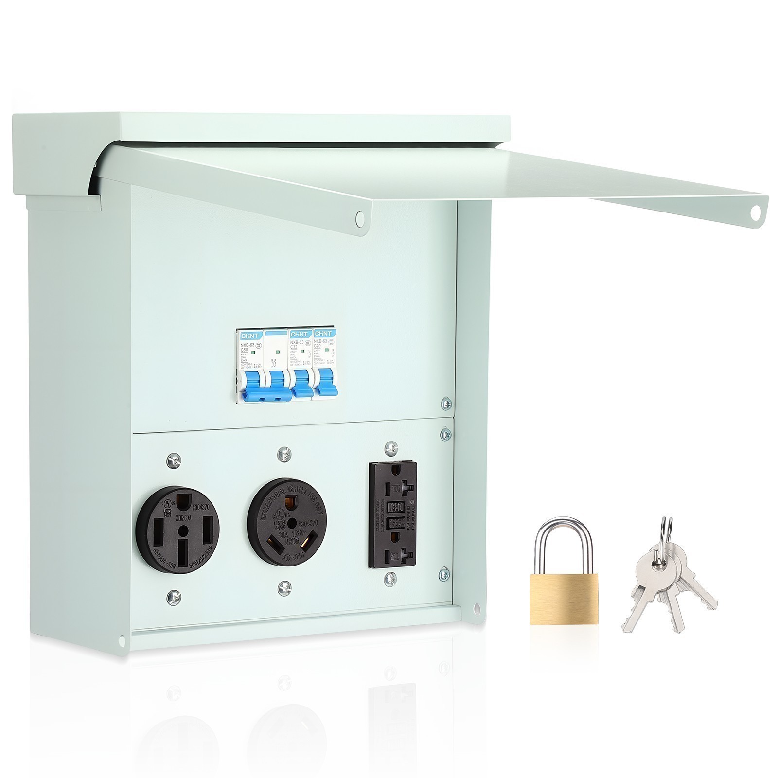 Temporary Power Outlet Panel RV Electrical Panel 20Amp 30Amp 50 Amp Outlet Box gallery