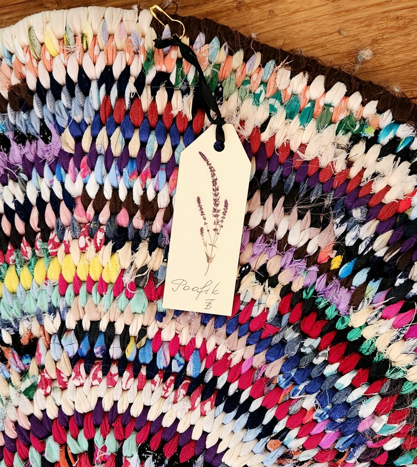 Handmade Oval Woven Rag Rug Multicolor Rustic Farmhouse Cabin Decor 34.5" x 25" gallery