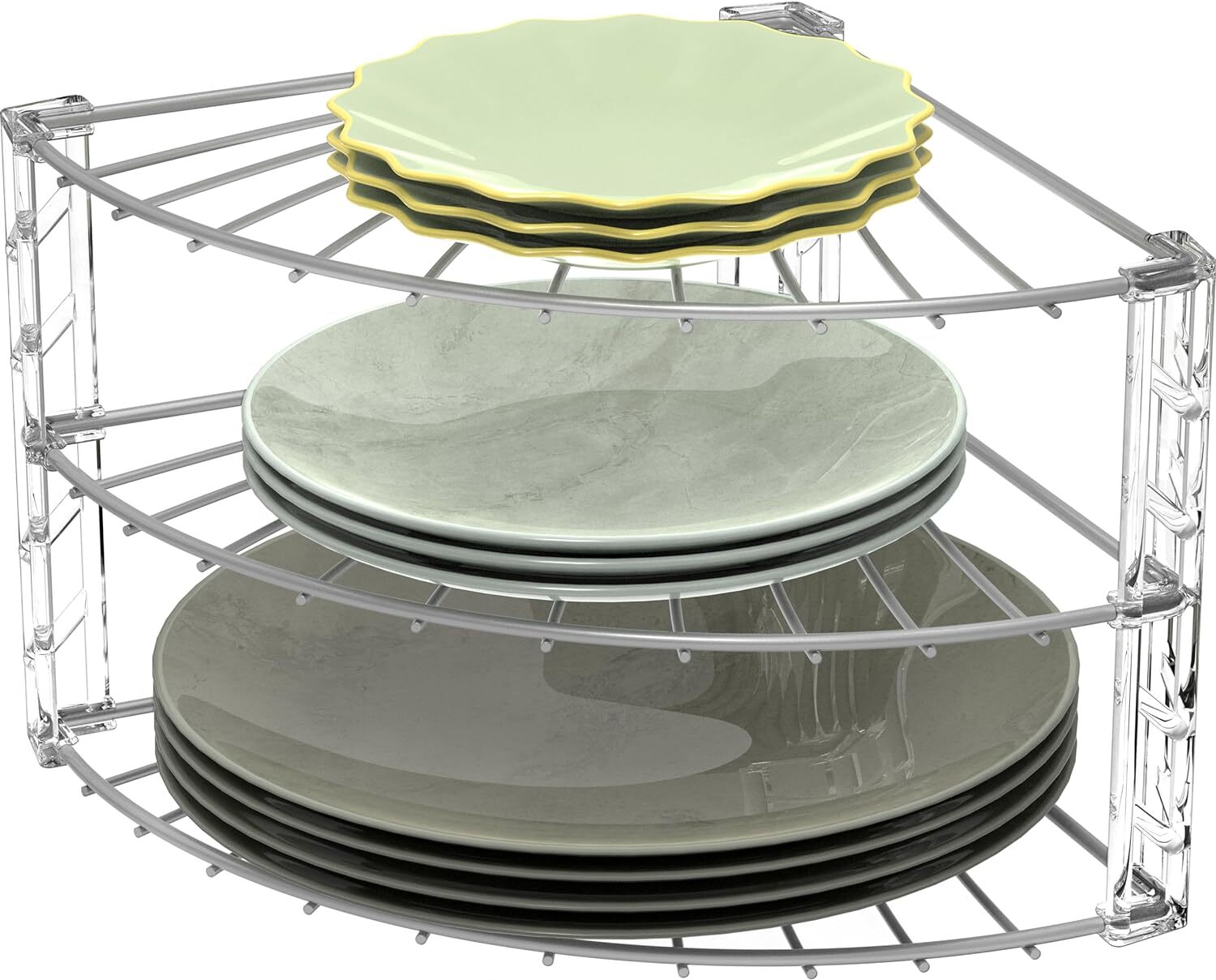 Simple Houseware 3-Tier Counter Corner Shelf Organizer, Silver gallery