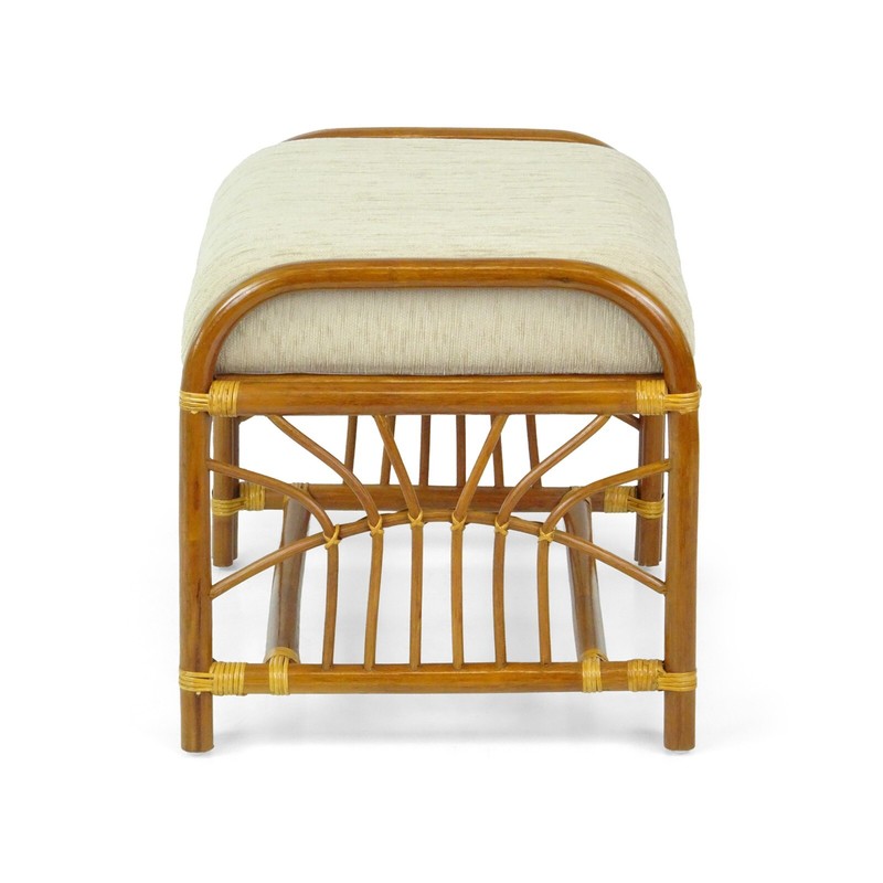Krit Colonial Handmade Rattan Wicker Ottoman Footstool Pouf Stool w/Cushion gallery