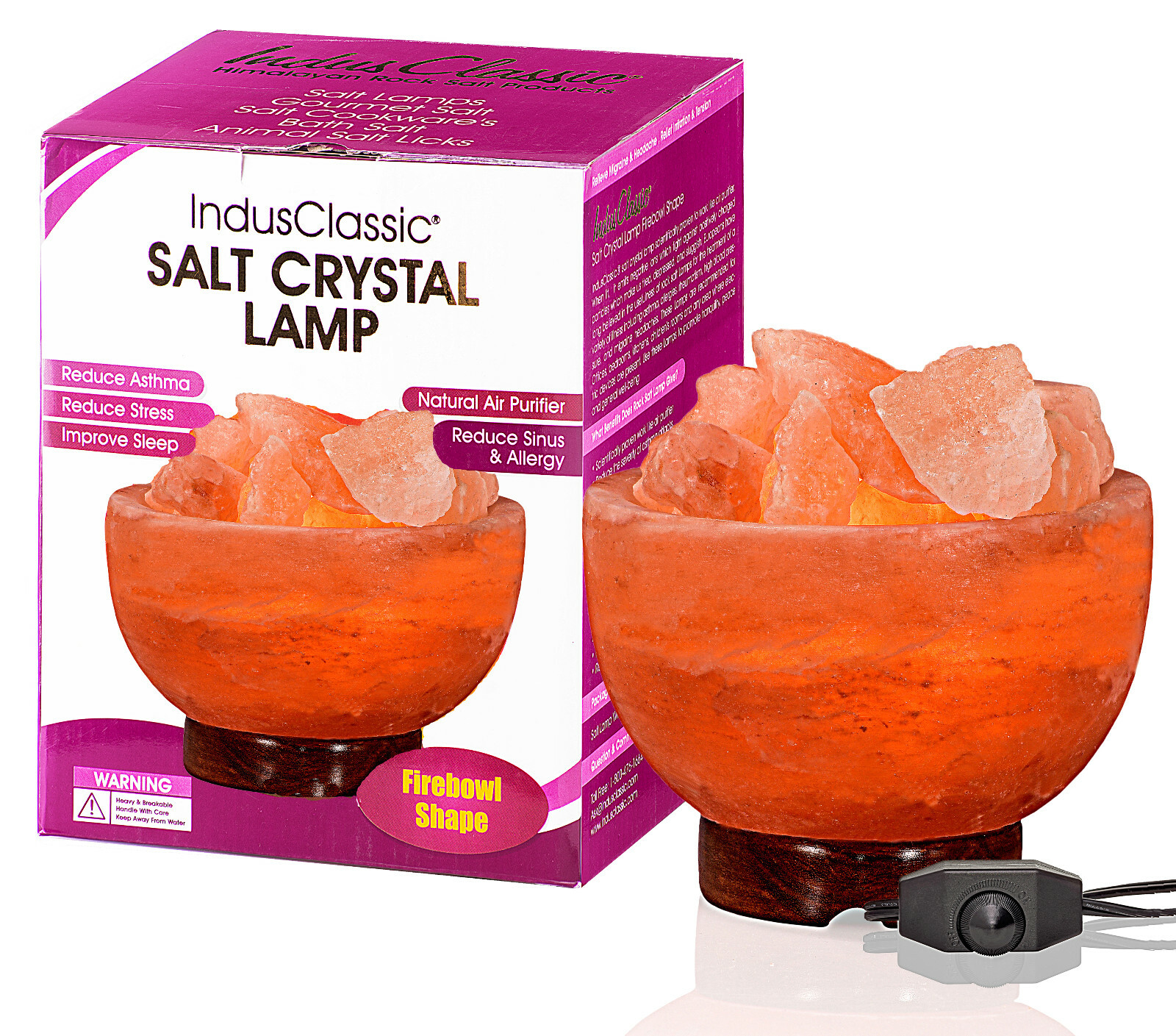 IndusClassic Fire Bowl Himalayan Crystal Rock Salt Lamp Ionizer Air Purifier gallery
