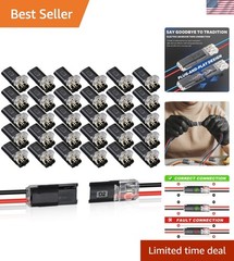 Effortless 30PCS Double Wire LED Connectors with Locking Clips for 8-22AWG