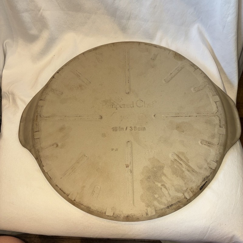 Pampered Chef 15” Large Round Stone w/ Handles Pizza Baking Stone Classic 5111 gallery