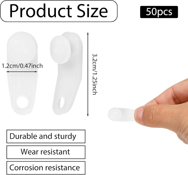 50 Pcs Smooth Plastic Curtain Track Hooks - Easy Install & Ideal for All Rooms gallery