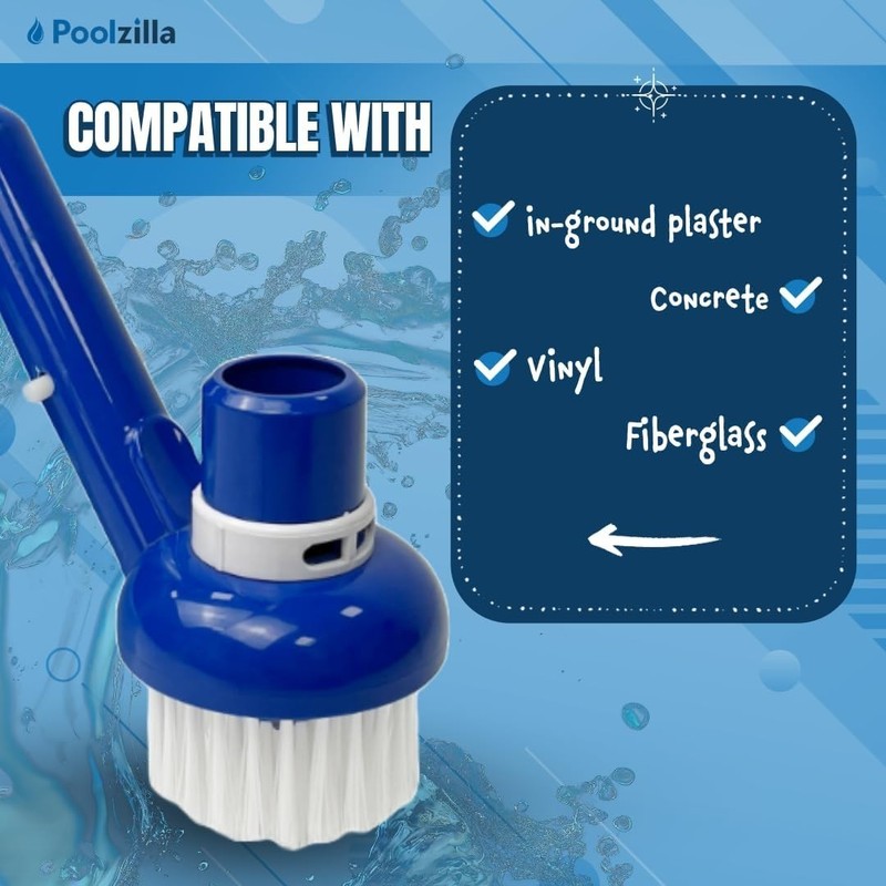 Pool Corner Vacuum Brush with Adjustable Ring for Concrete Vinyl Pools gallery