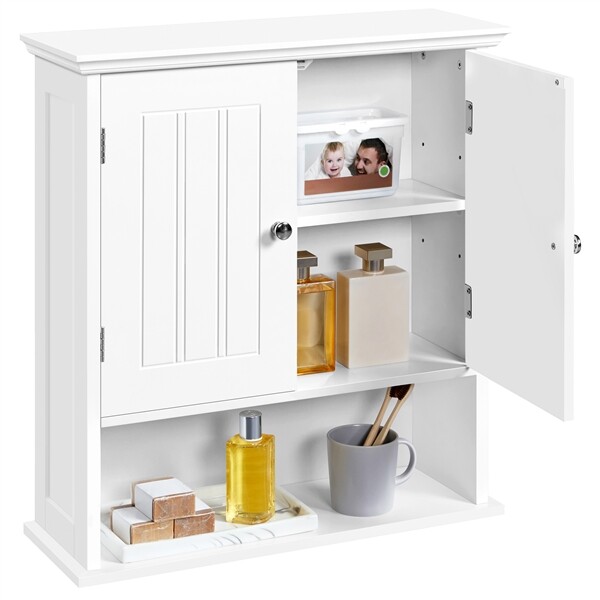 Bathroom Wall Cabinet with Open Compartment and Adjustable Shelf gallery