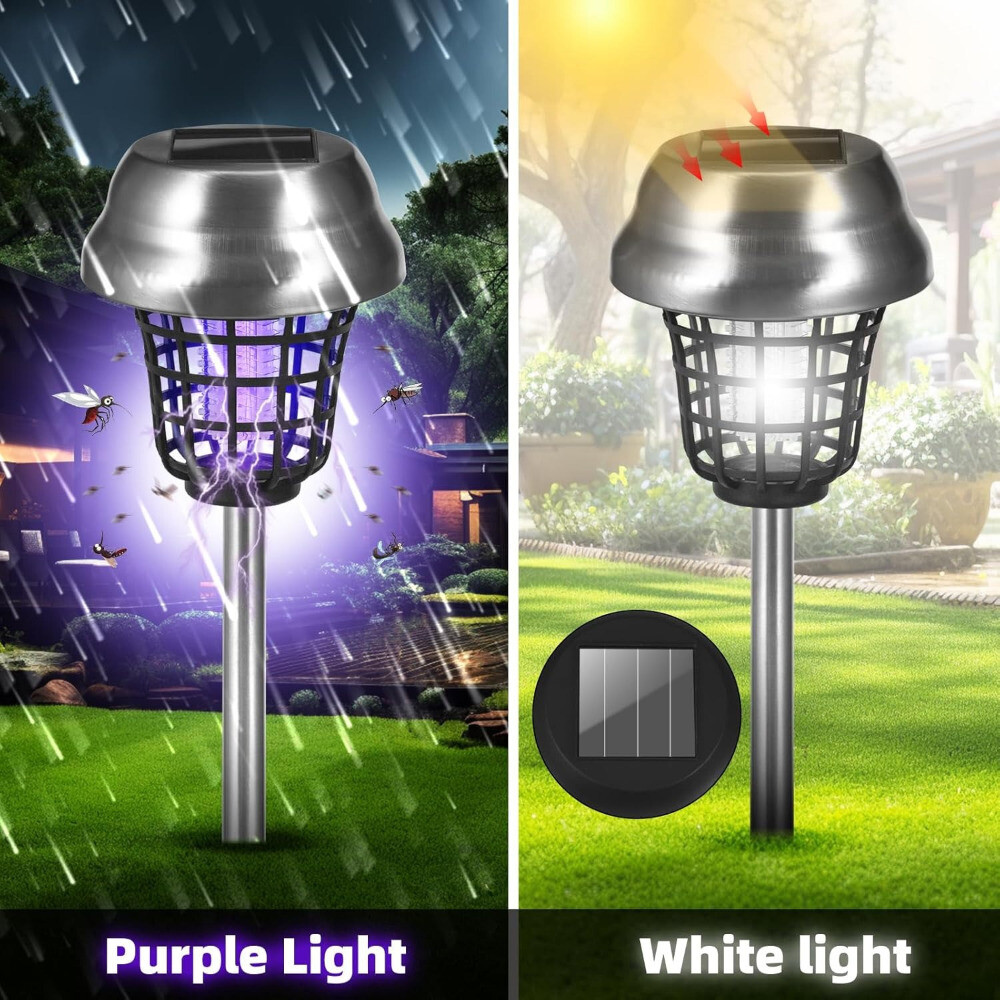 2 Pack Solar Mosquito Killer Lamp LED Bug Zapper for Yard gallery