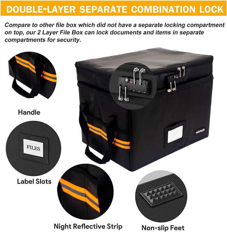 Fireproof Document Safe Box with Lock,Water-resistant Organizer Storage Portable gallery