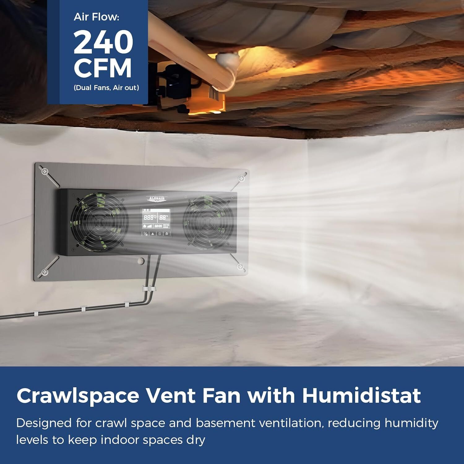 VentirPro S2 Crawlspace Ventilation Fan ALORAIR Crawlspace Fan vent Speed 240CFM gallery
