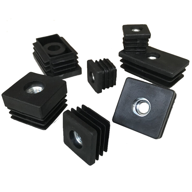 Square Threaded Tube Inserts - M6 M8 M10 Plastic Tube Pipe Black, Box Section gallery