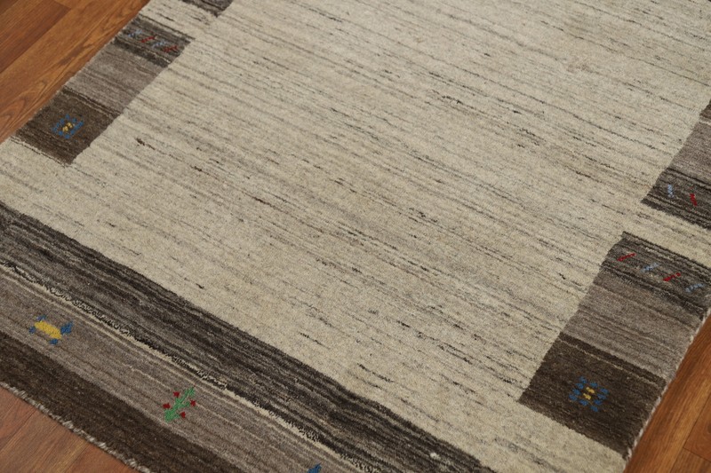 Bordered Beige Stylish and Versatile Gabbeh Accent Rug Handmade Wool 3x4 ft. gallery