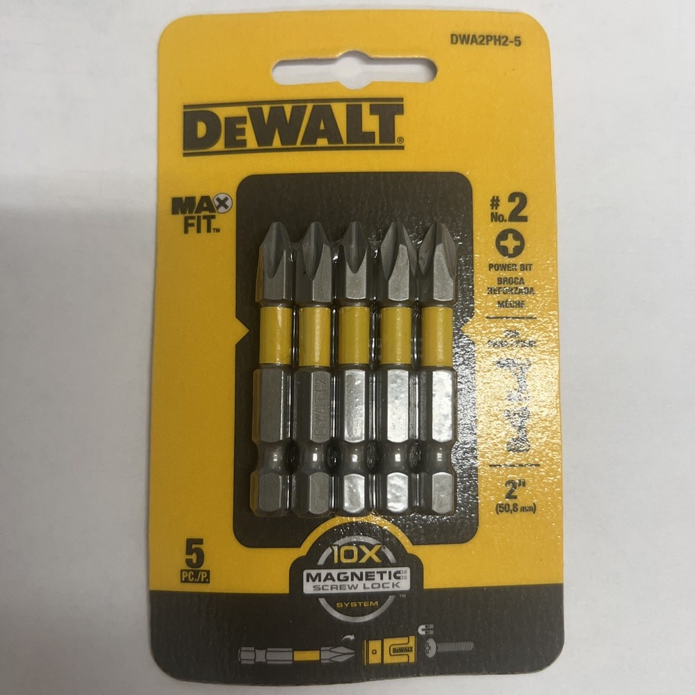DEWALT DWA2PH2-5 Impact Ready Phillips #2 S X 2 in. L Power Bit Steel 5 pc