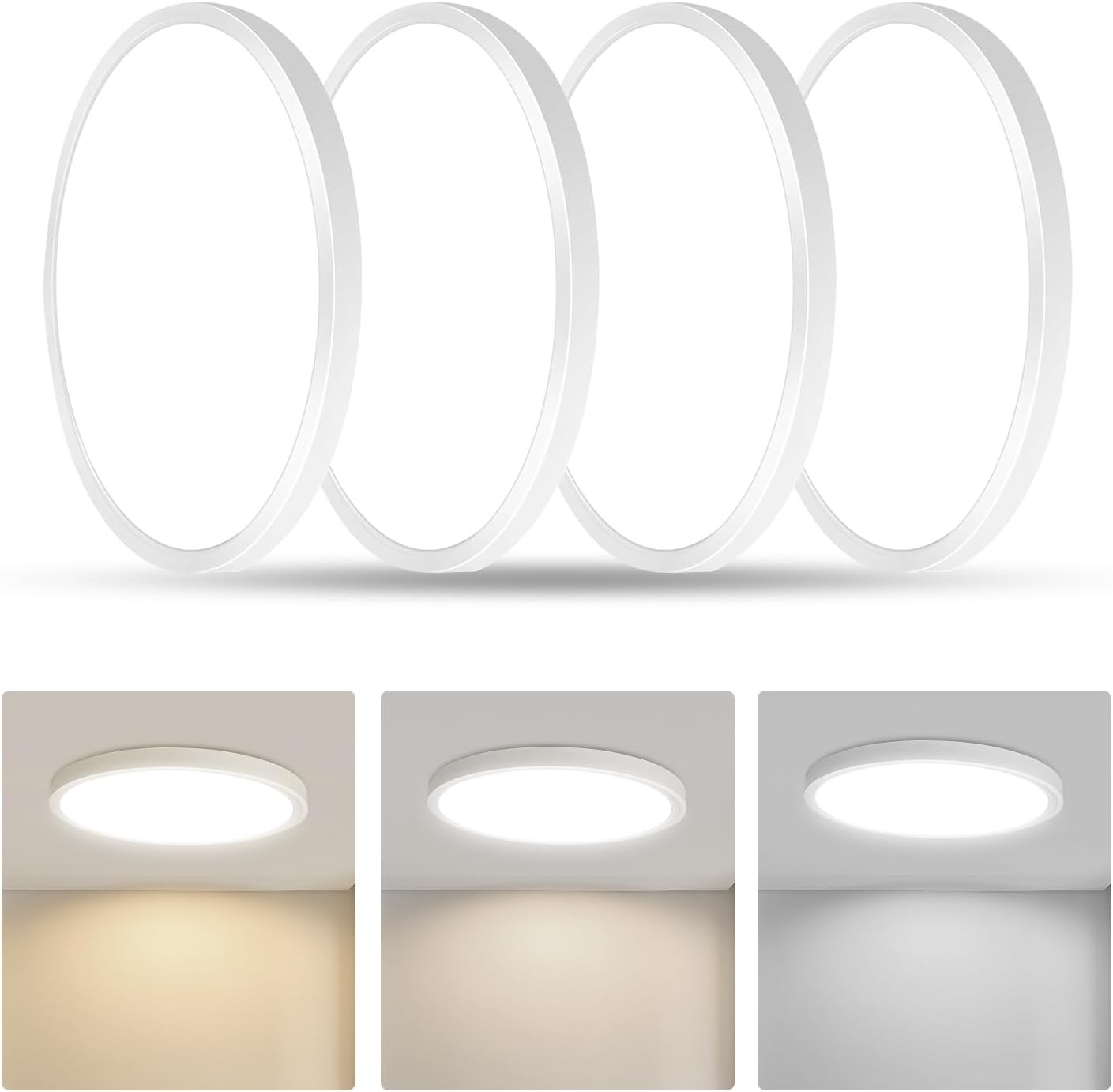 4 Pack 9 Inch LED Flush Mount Ceiling Light 18W 3CCT Round Panel gallery