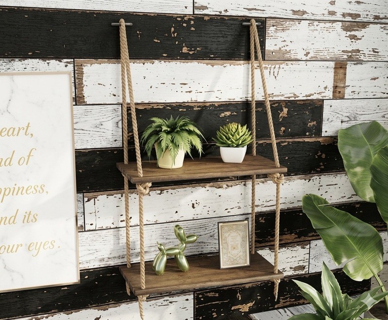 Hanging Wall Shelf 2 Tier Window Wall Hanging Shelf for Plants / Photo Frame gallery