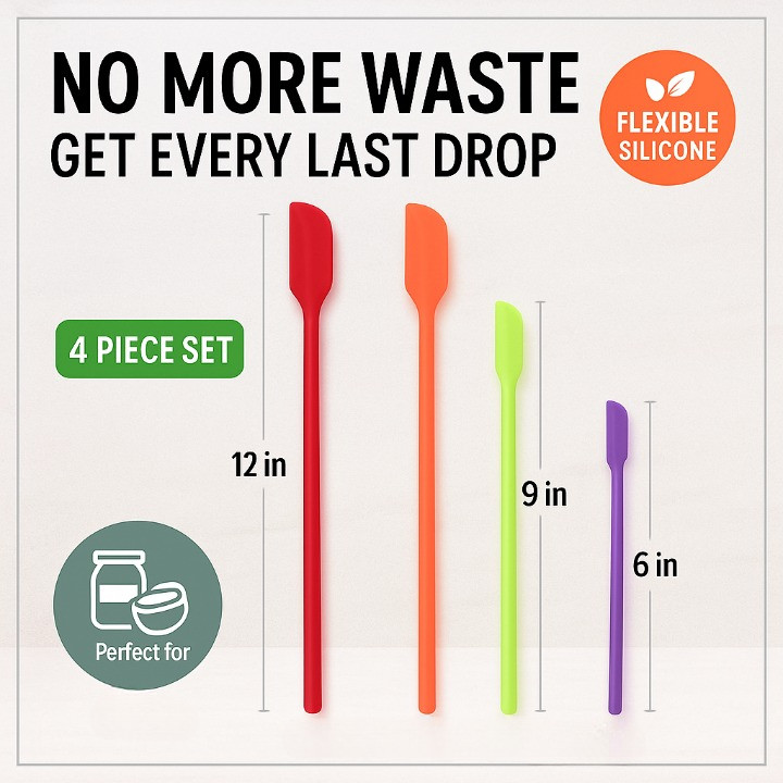 Silicone Spatula Set 4pcs Mini Flexible Scraper Tools for Jar Kitchen Makeup gallery