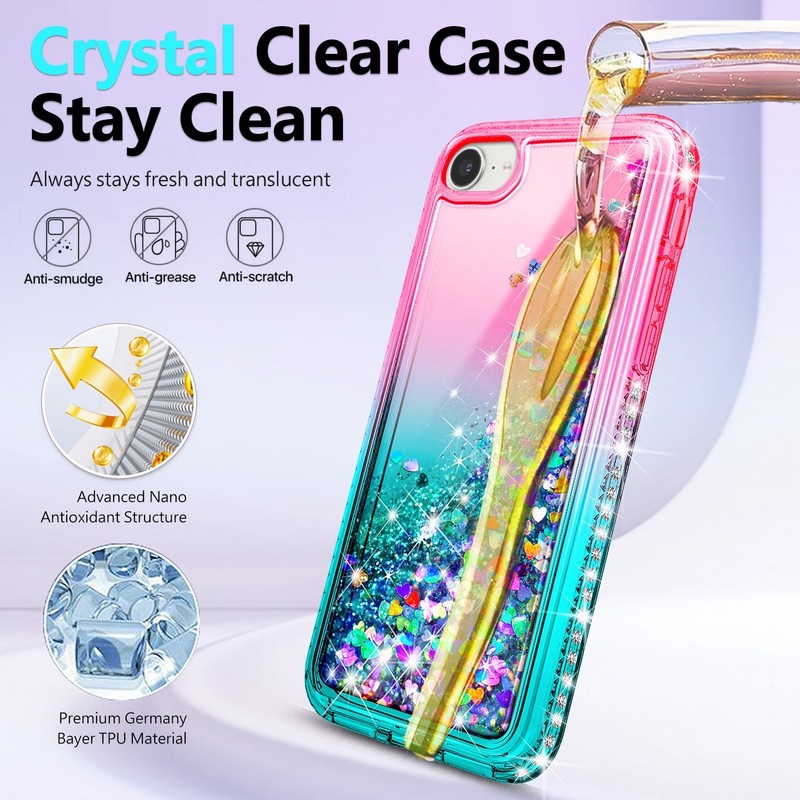 For iPhone SE / 5s / 5 Case Liquid Glitter Bling Phone Cover w/ Tempered Glass gallery