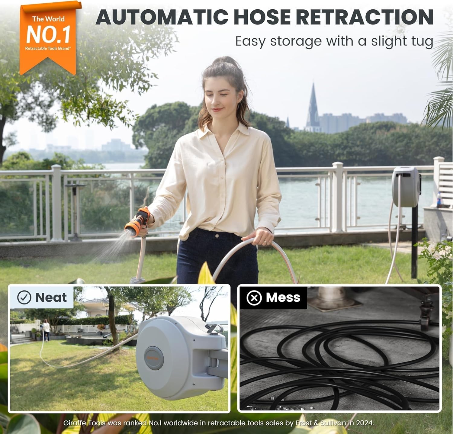 Giraffe Tools CW20 Retractable Garden Hose Reel 5/8" x 60 ft Heavy Duty Hose gallery