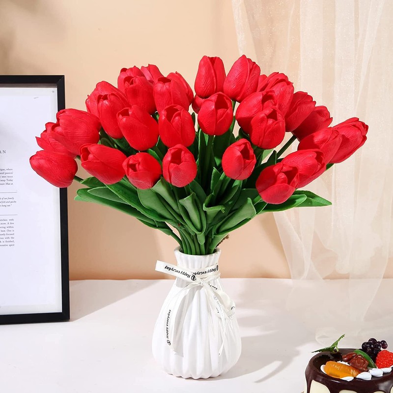 10/20pcs Hawesome Artificial Latex Tulips Flowers Faux Tulip Stems PU Real Touch gallery
