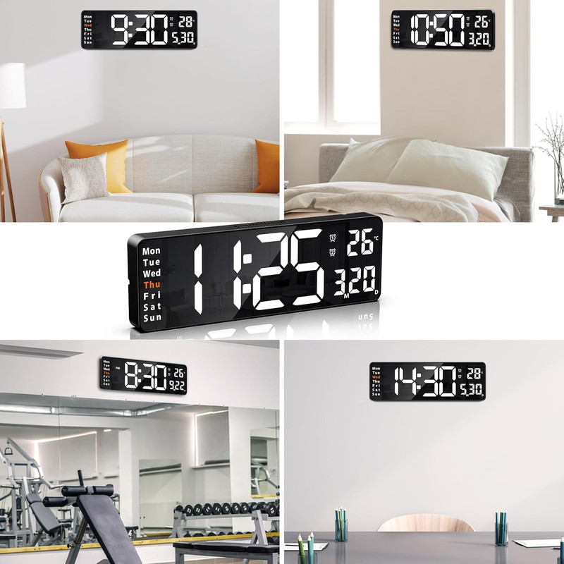 Digital Clock, LED Wall Clock with 16" Large Display, Desktop Clock with Remote gallery
