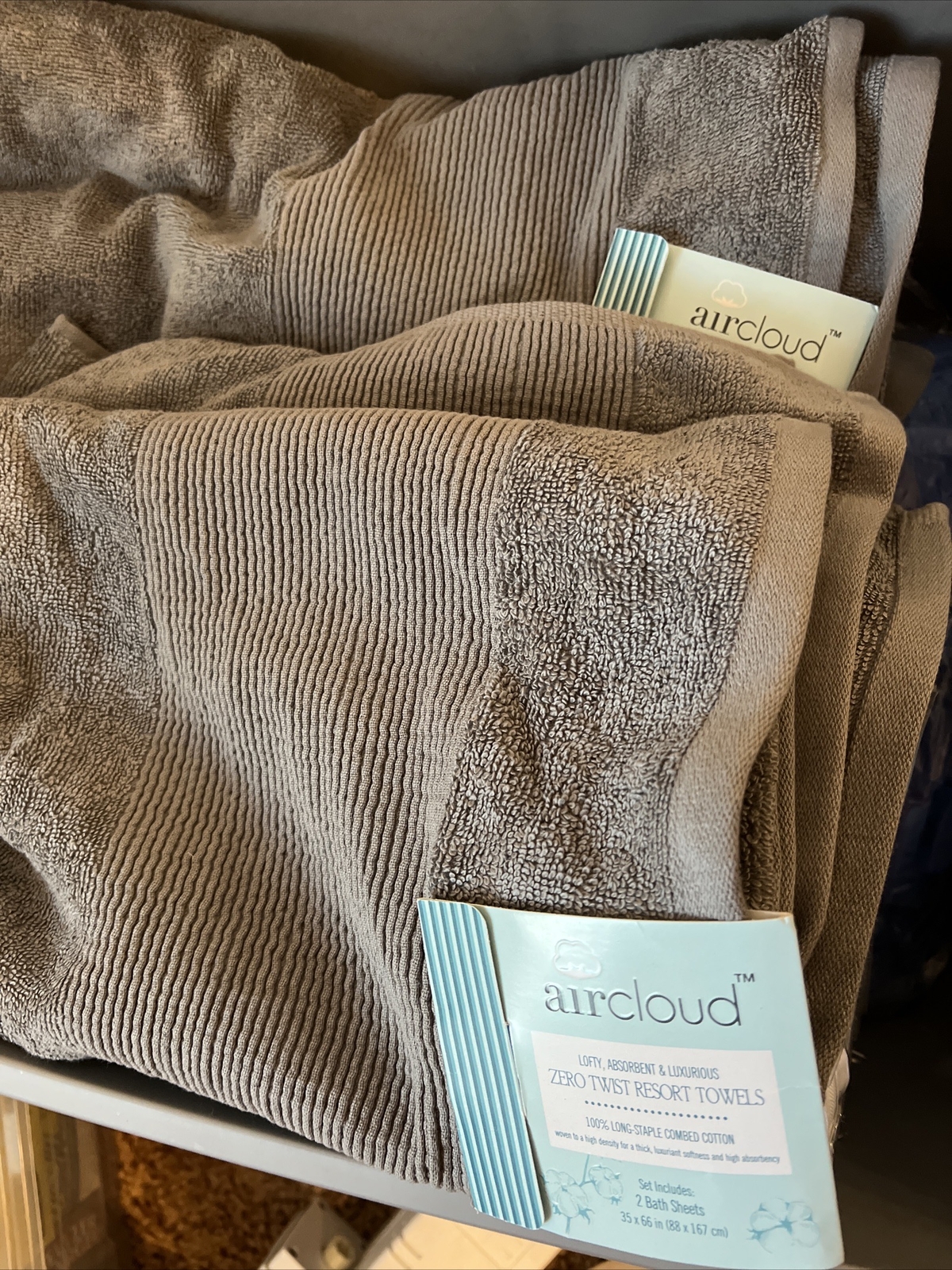Modern Threads - Air Cloud 2-Pack 100% Zero-Twist Cotton Bath Sheet Set Charcoal gallery