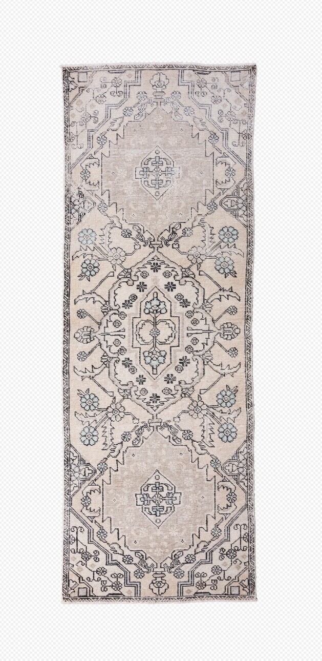 7-9x2-6 HAND-KNOTTED OUSHAK TRIBAL VINTAGE MUTED RUG RUNNER ANTIQUE DISTRESSED gallery