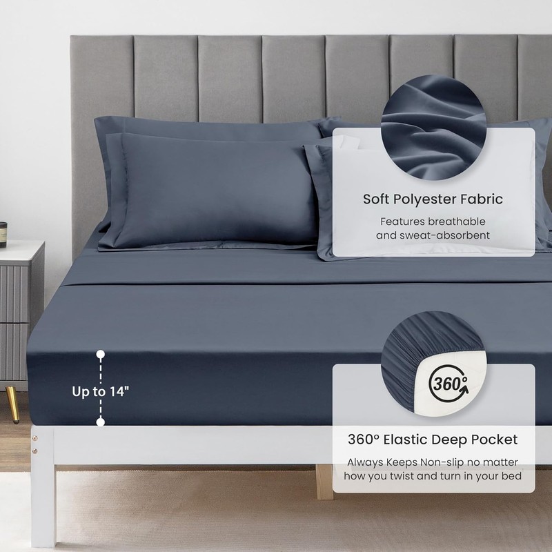 Full Comforter Set Navy Blue - Stylish 7-Piece Bedding for -Round Comfort gallery