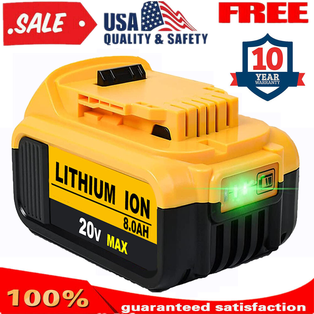 20V For DeWalt 20 Volt Max XR 8AH Lithium Ion Battery DCB206-2 DCB205-2 8000mAh gallery