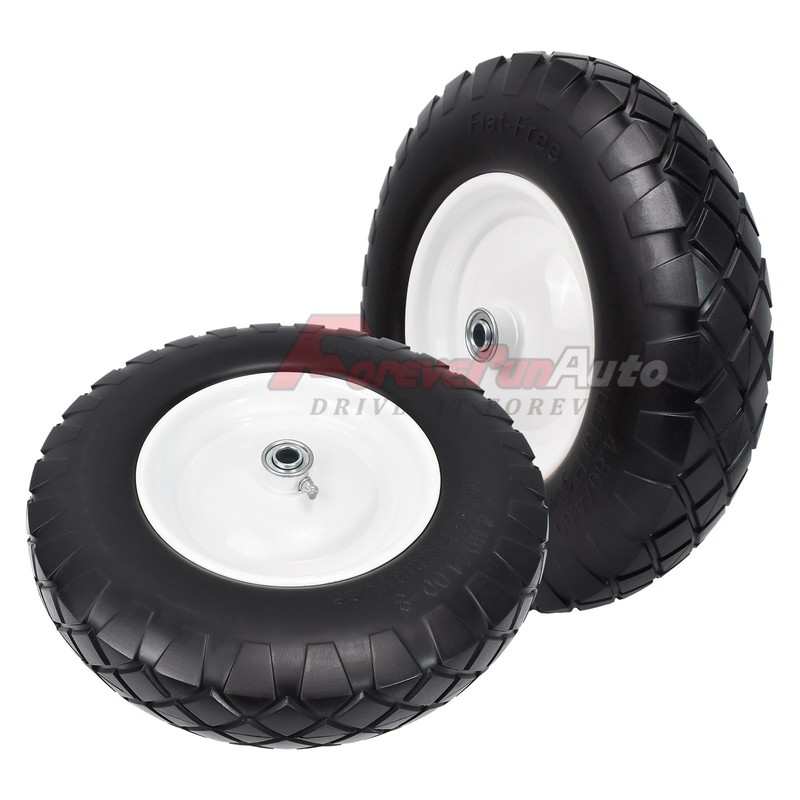 2pcs 15" 4.80/4.00-8" Solid Flat Free Wheel Tire Hand Truck Wagon Wheelbarrow gallery