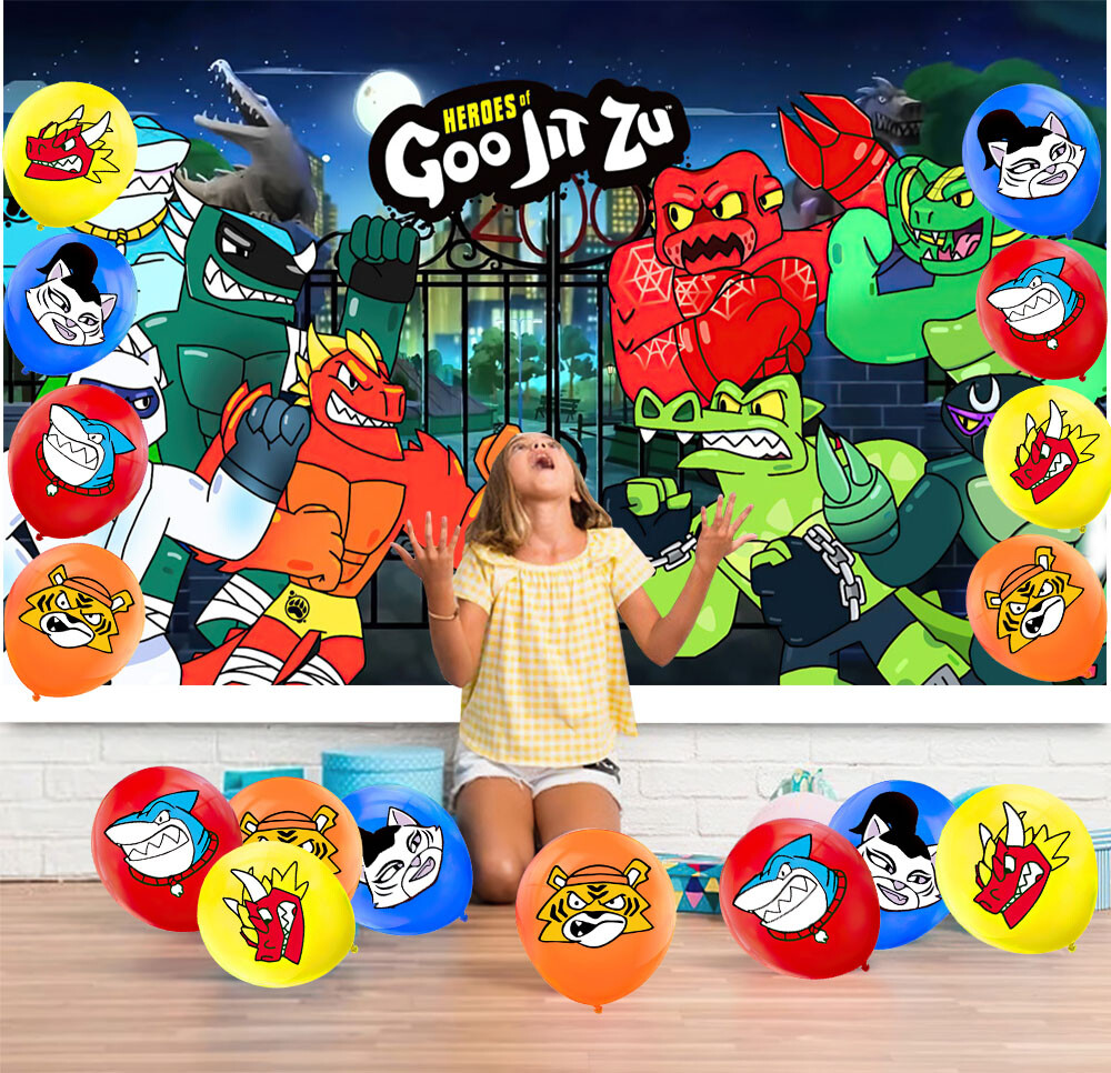 Party Supplies Set Balloons Banner Cake Toppers for Heroes of Goo Jit Zu Party gallery
