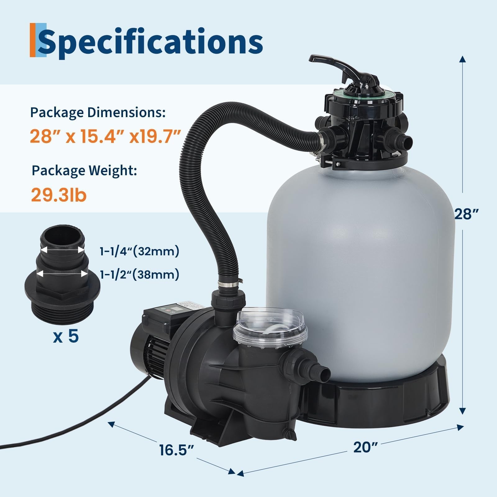 10/12/13/16/19" Ground Pool Sand Filter Pump w/Timer 1/3HP/1/2HP/3/4HP/1HP/1.5HP gallery