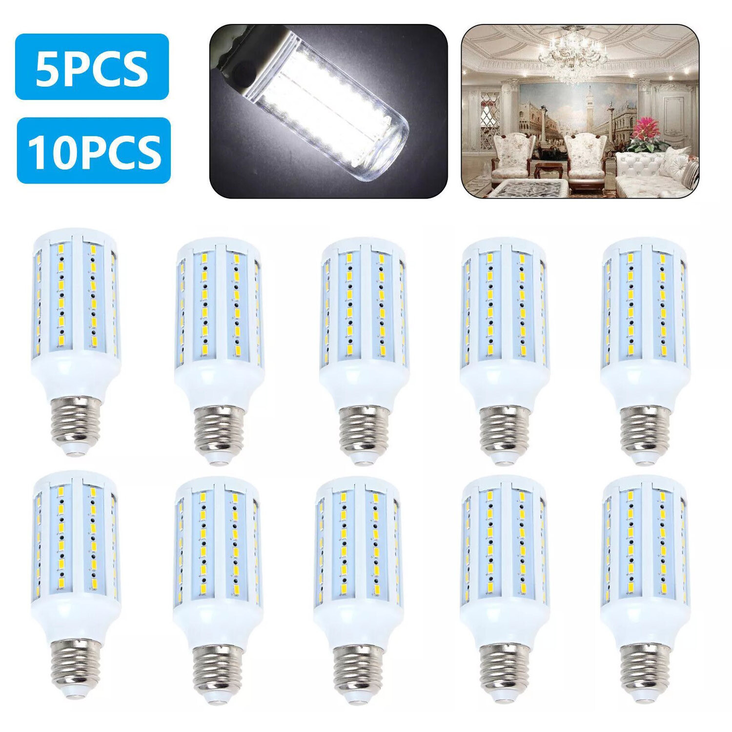 5/10x Bright E27 SMD LED Corn Bulb Lamp Workshop Light Cooling White AC 110V 12W gallery