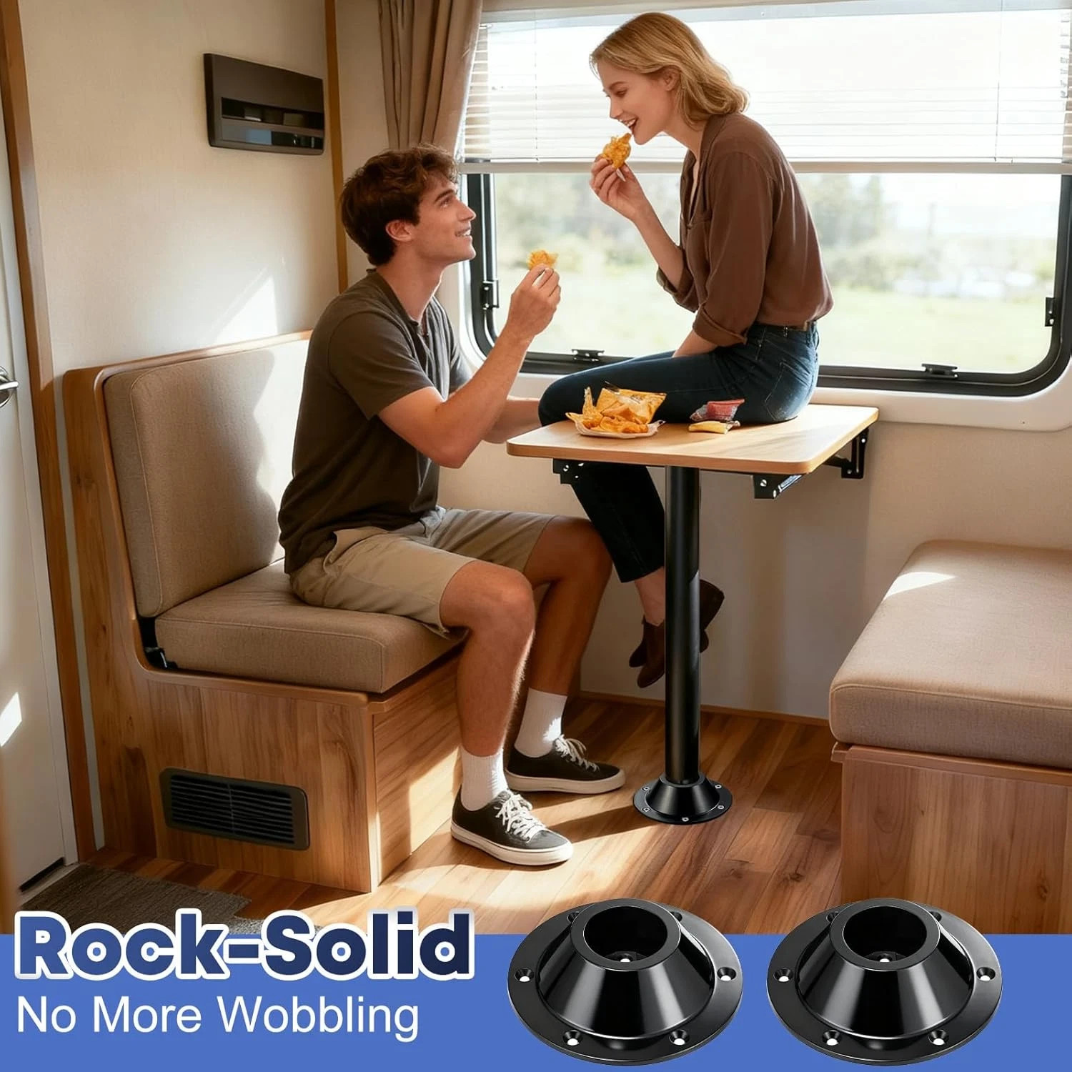 2 PCS Ultra-Sturdy RV Table Base Mount, Premium Plastic Camper Table Leg Replace gallery