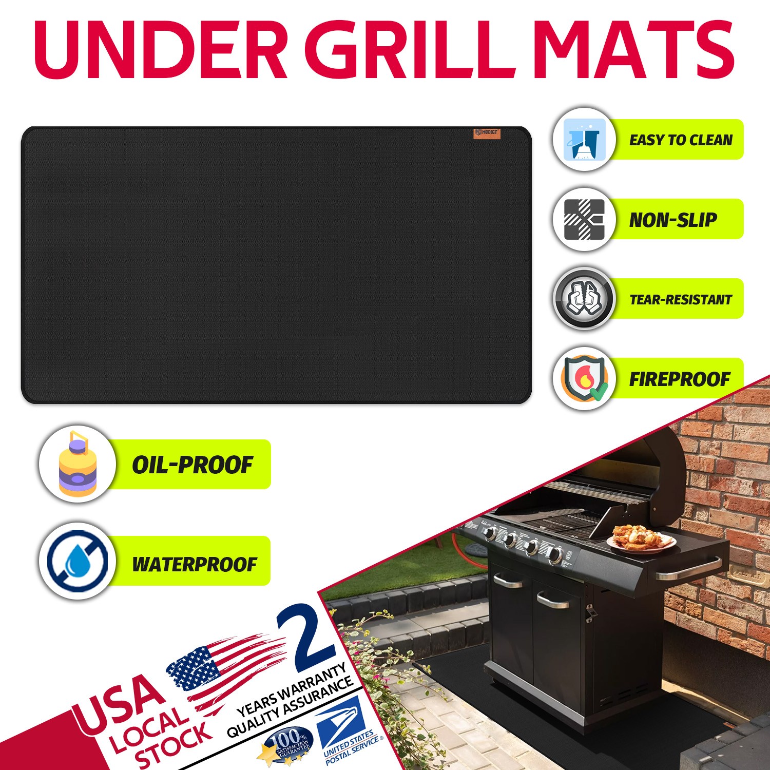 61X48 Inches Large Size Under Grill Mats Outdoor Smoker Deck Patio Protective gallery
