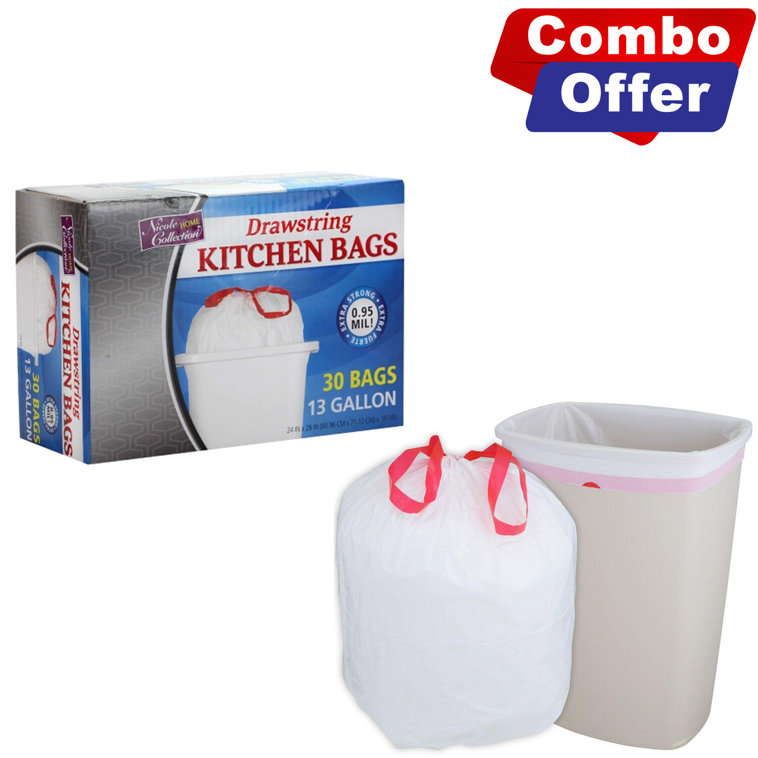 Nicole Home Collection 13 Gallon Drawstring Trash Bags [BULK] gallery
