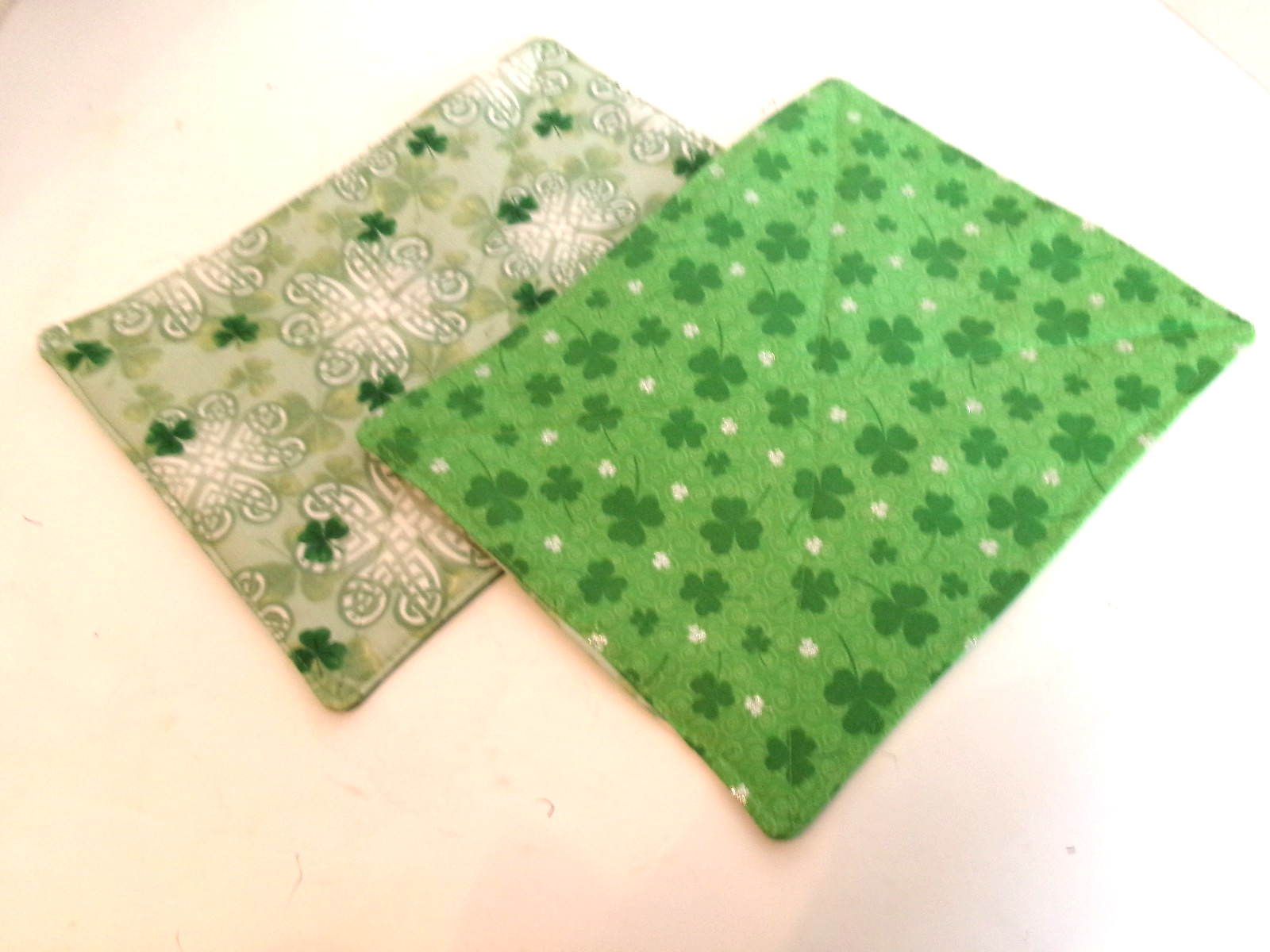 St. Patrick's Day Reversible Quilted Snack Mat Mug Rug Set of 2~ Handmade gallery