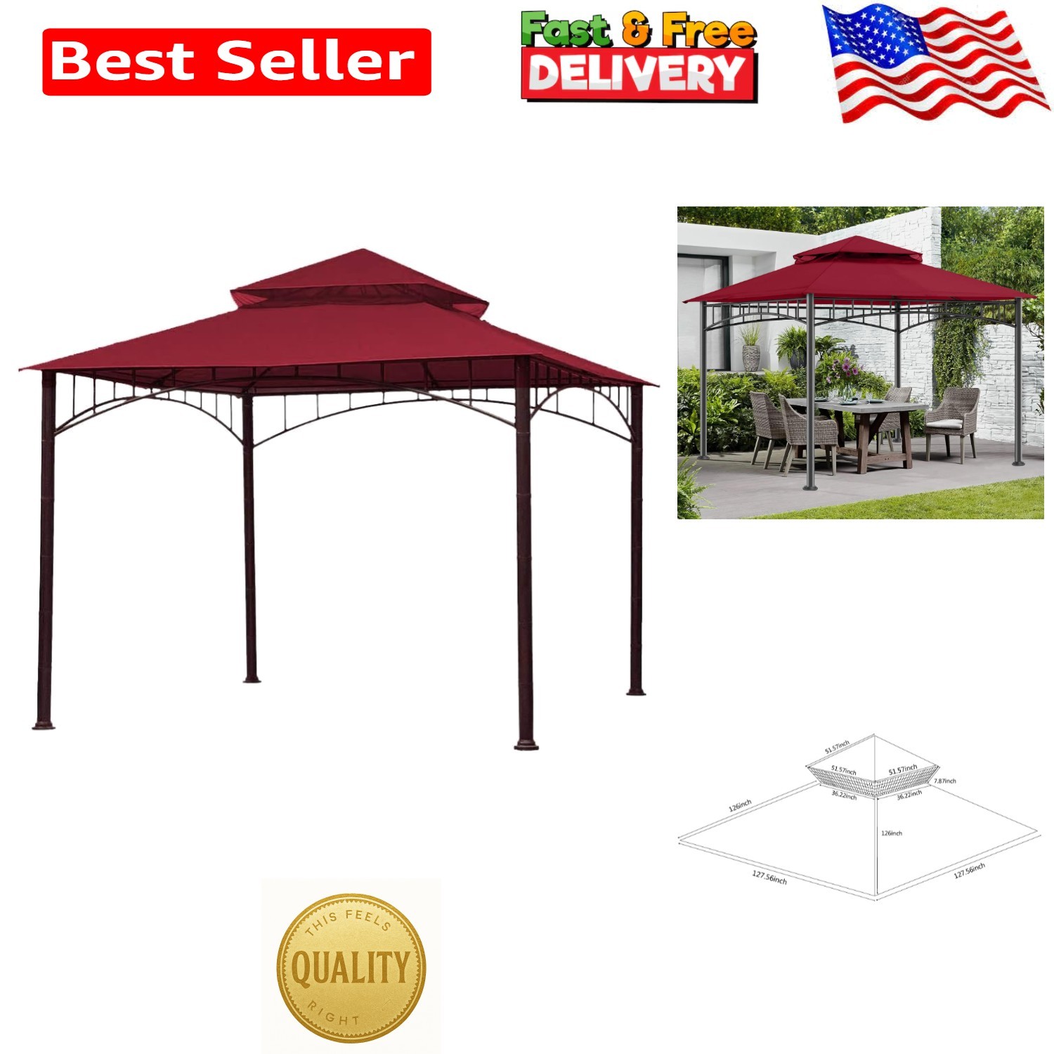 Replacement Top for L-GZ136PST Burgundy gallery