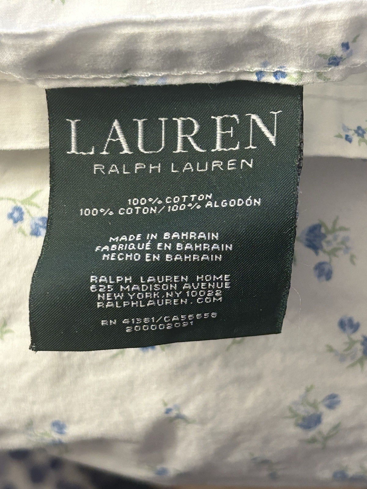 2 Piece Ralph Lauren Sheet Set Cottage Petite Florals Blue & Green on White Twin gallery