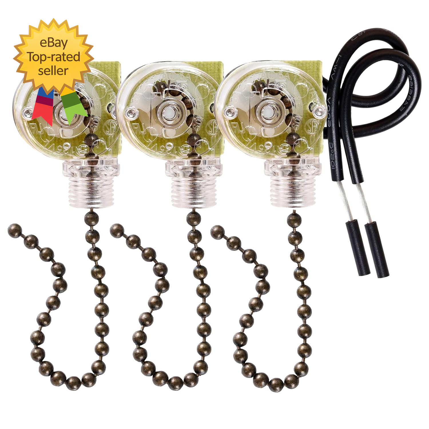 3 Pack Ceiling Fan Pull Chain Switch Zing Ear ZE 109 Two Wire Light Switch gallery