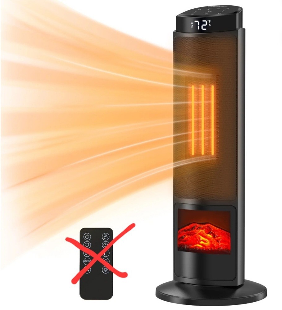 Tower Space Heater with Fireplace Effect – Oscillating Function, NO REMOTE